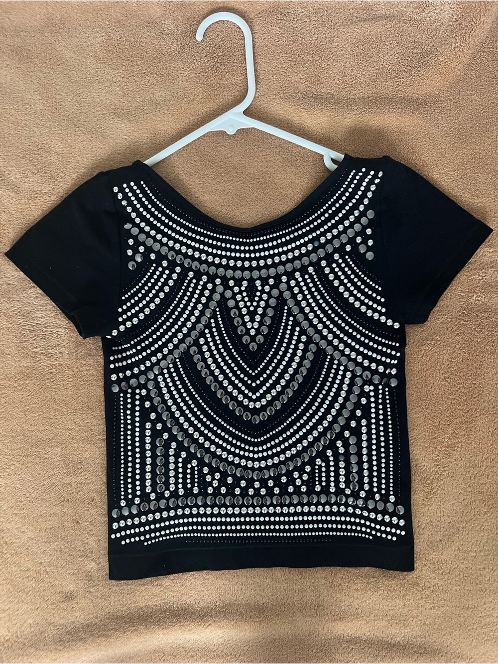 bebe Black Crop Top with Silver Stud Embellishment - Picture 4 of 6